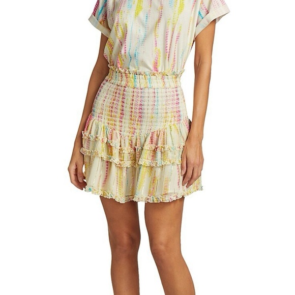 Hemant & Nandita Tie Dye Smocked Mini Skirt sz M - Picture 1 of 9